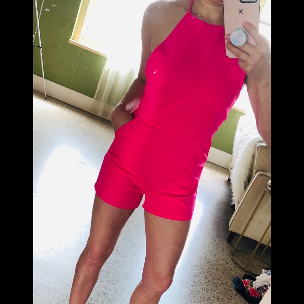 ADORABLE hot pink romper! Open back now detail!